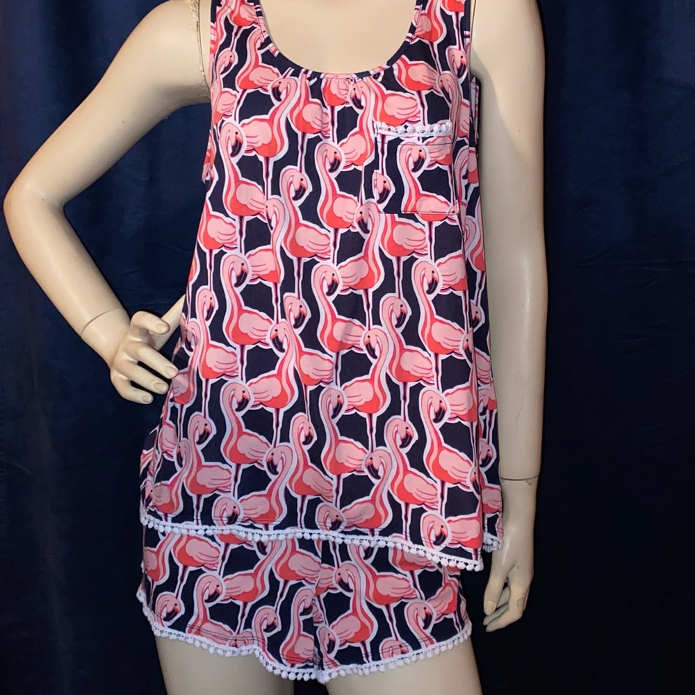 Crown & Ivy Plaid Flamingo Pijamas short and Top Size XL